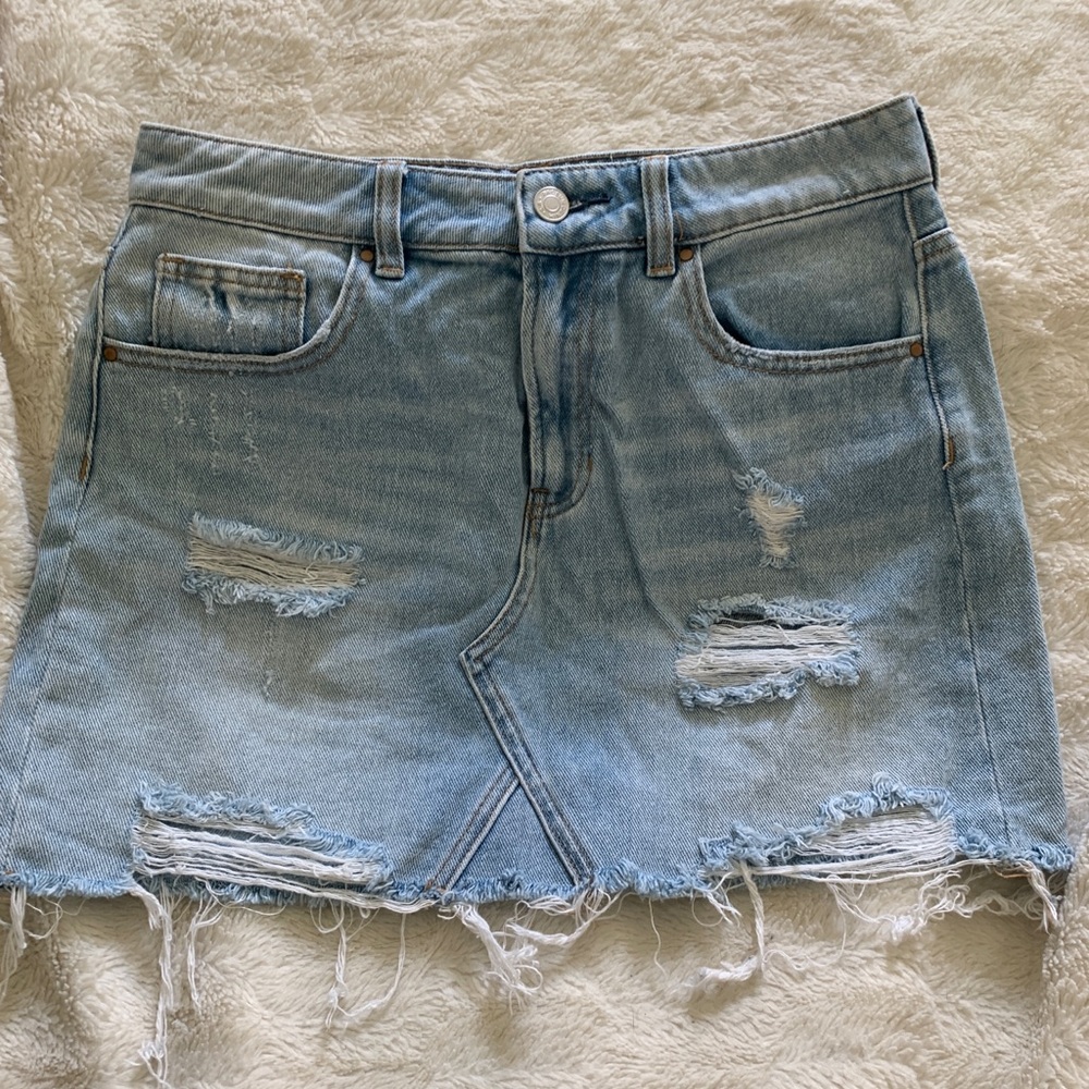 PacSun Distressed High Waisted Denim Mini Skirt Size 26